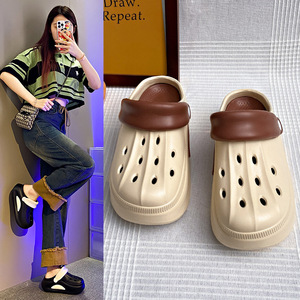 Thick Sole <b>Clogs</b> Women Summer Closed Toe Slip On <b>Plastic</b> Breathable EVA Outsole Fashion Casual Shoes - Product Image 1