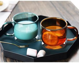 <span class=keywords><strong>Tazas</strong></span> de <span class=keywords><strong>desayuno</strong></span> de vidrio de borosilicato alto Copa de vino de lujo Copa de vidrio para beber caliente para tienda de bebidas - Product Image 3