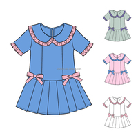 Robe de yoga pour filles, col en dentelle, nœud papillon, short intégré, décontractée pour l'école et l'extérieur, petite série personnalisée
