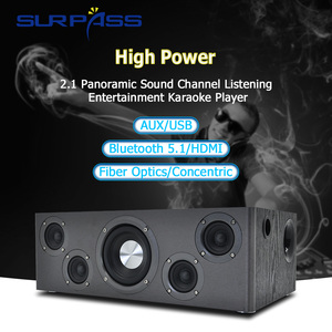Amplificateur mural Hi-Fi AH110 110W avec caisson de basses, enceintes Bluetooth en bois pour home cinéma, <span class=keywords><strong>TV</strong></span>, karaoké, son profond et puissant - Product Image 1