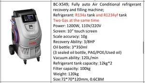 Machine de récupération et de remplissage de réfrigérant X-549 double A/C <span class=keywords><strong>pour</strong></span> échangeur de gaz R134a et R1234yf, machine de changement de gaz <span class=keywords><strong>pour</strong></span> système de climatisation automobile - Product Image 6