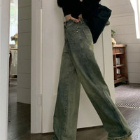 Pantalons larges à taille haute, style décontracté vintage pour filles, jeans pour petit ami, denim clair pour l'été, nouveauté 2025