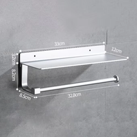 Porte-serviettes en papier adhésif mural pour cuisine et salle de bain, support de rouleau de papier toilette avec étagère de rangement, en aluminium spatial