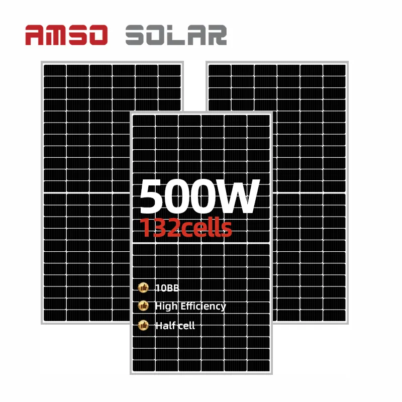 Most efficient power 182mm solar cell 132 cell half cell PV Module 10bb monocrystalline 500W solar panel with 25 years warranty
