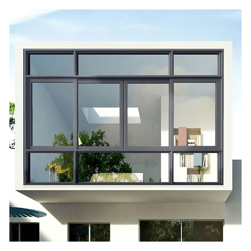 Hihaus-Sistema de rotura térmica de aluminio, ventana deslizante de 4 vías para balcón, nuevo