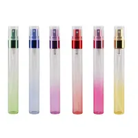 Moda 10ml Mini yuvarlak kare sprey renk örnek cam pompa parfüm Decant doldurulabilir parfüm şişeleri ile logo özel