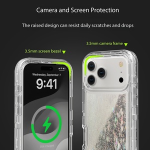 Per iPhone 11 12 13 15 16 17 Pro Max, Cover per Cellulare Antiurto a 3 Strati in TPU+PC con Glitter Liquido e Confezione Retail - Product Image 3