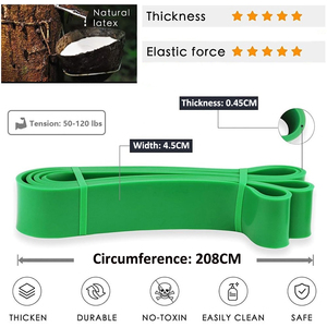 Bandas de Resistencia de Látex Natural de Alta Resistencia, Bandas de Asistencia para Dominadas, para Equipos de Gimnasio, Fitness, Estiramiento y Entrenamiento de Fuerza - Product Image 3