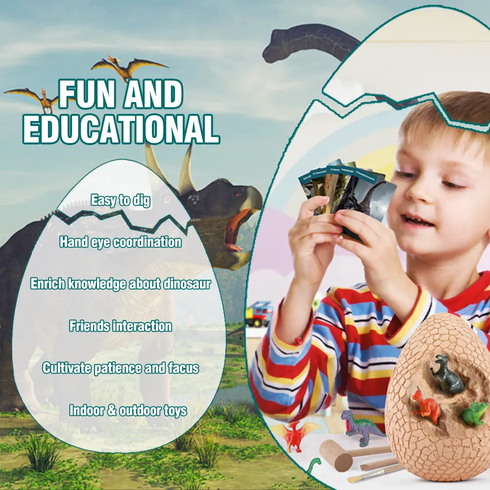 DIY CPC New Product Stem Jumbo Dino Egg Dino Boy And Girl Gifts Educational Dinosaur Eggs Dig Kit Easter Egg Toy Set For Kids