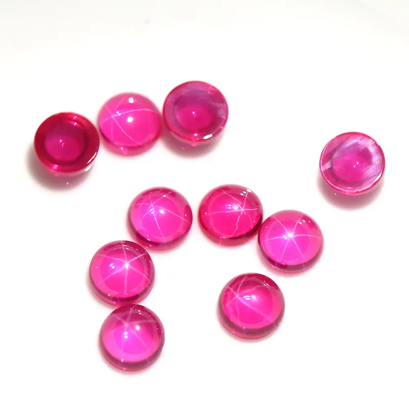 Round Flat Back Cabochon for Ring and Pendant Making Red Star Ruby
