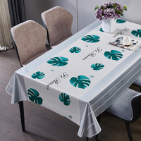 Nappe de table en plastique RNPT Platinum Luxury Green Tropical Leaf Print Floral Print, imprimé feuilles tropicales vertes, facile à nettoyer / Eas