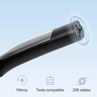 Nouvelle borne de recharge portable pour véhicules électriques Sixpenceev NACS 3,5 kW, 240 V, 16 A, station de charge rapide réglable avec couvercle ouvrable et câble de 5 m à un clic