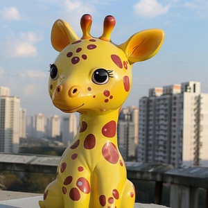 大型キリン屋外彫刻プレミアムグラスファイバー動物像室内装飾用樹脂工芸品アート - Product Image 1