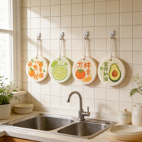 Éponge de cuisine ronde imprimée compressée en pulpe de bois naturelle, tampon de nettoyage en loofah pour évier de cuisine et salle de bain – Meilleure vente