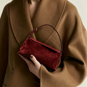 Bolso de Hombro de Cuero Genuino para Mujer, Estilo East West, Color Borgoña, con Solapa Plegable, Correa Ajustable, para Uso Diario, Personalizable OEM - Product Image 2