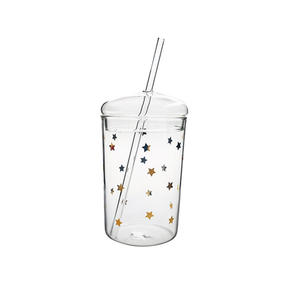 Tasses à café transparentes à simple paroi avec couvercle et paille, pour le bureau, en verre - Product Image 6