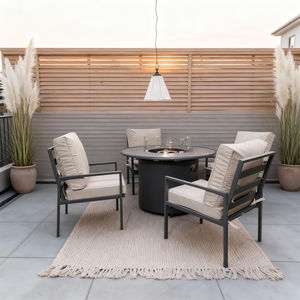 Conjunto de Comedor para Exteriores con Brasero para 4 Personas, Estilo Resort, Estructura de Aluminio en Polvo, Color Personalizado, Muebles de Patio para el Borde de la Piscina, Resistentes a la Intemperie - Product Image 2