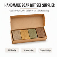 Coffret cadeau de savon exfoliant artisanal à marque privée, savon solide en barre, lot de 4 pour le visage et le corps