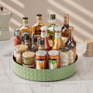 Kitchen Storage Spice Rack 360 Degree Rotating Double Tier Plastic Non-slip Durable Modern - Product Image 3
