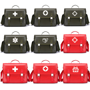 Sac médical portable vert foncé et rouge, résistant à l'eau, avec bandoulière, idéal pour les services de prévention des épidémies et la communauté des patients ambulatoires - Product Image 6