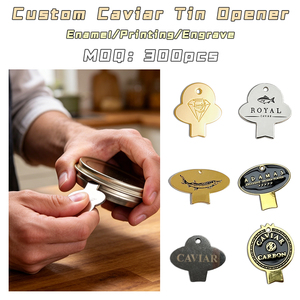 Ouvre-boîtes à caviar personnalisés en métal émaillé imprimé, outils d'emballage alimentaire assortis avec logo pour coffrets cadeaux gastronomiques de luxe - Product Image 1