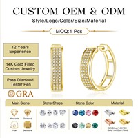 Boucles d'oreilles créoles en or 14K rempli de moissanite, faites à la main, polyvalentes, pour femme, idéales pour mariages, soirées, bureau, usage quotidien, vente en gros