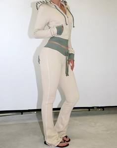 GX8228B时尚精品秋季女装街穿长袖连帽短款夹克上衣和喇叭裤2件套 - Product Image 4