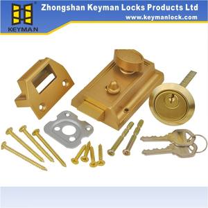 キーマンセキュリティ高安全リムドアロックナイトラッチ真鍮シリンダーサムターンリムデッドロック室内ドアデッドボルトロック - Product Image 3