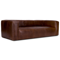 Canapé trois places en cuir marron de qualité supérieure, style confortable, rembourrage carré, pour la décoration de la pièce ou comme meuble de salon