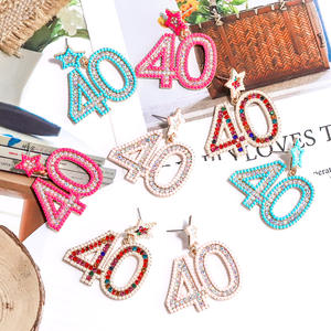 أقراط متدلية حفلات عيد ميلاد السنة الثلاثين للنساء أقراط أعياد الميلاد مرصعة بحجر الراين منقوش عليها أرقام <span class=keywords><strong>21</strong></span> و30 و40 و50 و60 - Product Image 5