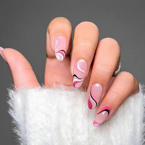 Faux ongles français à paillettes, 24 pièces/ensemble, sortie d'usine, kit de manucure réutilisable, faux ongles de haute qualité à presser, DIY - Product Image 5