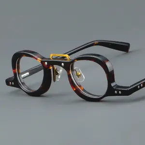 2024 neuer japanischer Stil Damen-Optische Rahmen Vintage Designer kleine Brille Herren klassische kurzsichtige Brille für individuelles Logo