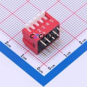 DP-05-R-T DIP Switch Through hole Component (THT) Switch Piano Key Single Pole Single Throw 5 2.54mm - Product Image 1