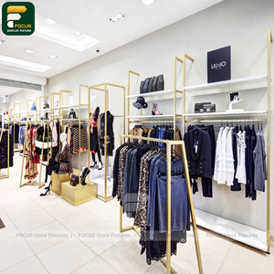 Custom Premium Clothing Store Display Cabinet Garment Rack <b>Wall</b> Panel Cashier Counter <b>Mirror</b> Lighting Fixture - Product Image 5