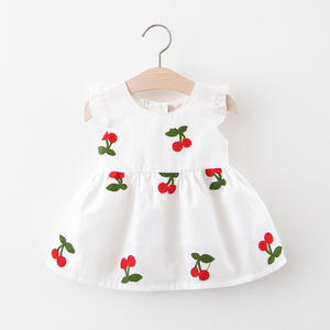 Online Shopping India Girls Sleeveless Flower Birthday Full Printing <b>Cherry</b> Design Polychromatic <b>Dresses</b> - Product Image 1