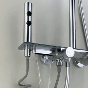 Panel <span class=keywords><strong>de</strong></span> ducha clásico negro montado en la pared con cascada, torre <span class=keywords><strong>de</strong></span> ducha y chorros <span class=keywords><strong>de</strong></span> masaje corporal - Product Image 2