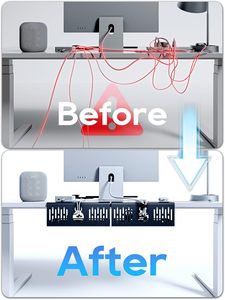 Không có bàn khoan quản lý cáp khay 14 'dây quản lý Punch-free kẹp kim loại khay Cáp màu đen dây tổ chức cho văn phòng - Product Image 4