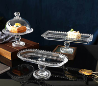Assiette à fruits en verre en forme de cœur, assiette à dessert transparente, plat à pied haut, plateau à gâteau de style européen pour fête, écologique