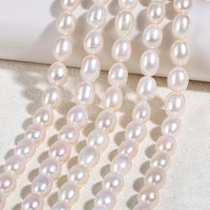 Perlas de Agua Dulce Naturales Blancas de 10 mm, Forma de Arroz, Grano Grande, Semi-Acabadas, para Joyería, Collares y Pendientes, Venta al Por Mayor - Product Image 1