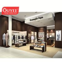 Aménagement intérieur de magasins de vêtements pour hommes haut de gamme, présentoirs en bois pour boutiques de costumes