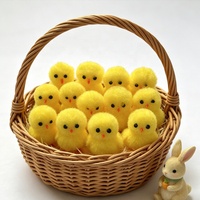 Mini décorations de poussins jaunes moelleux, figurines de poulets pompons pour la décoration de fête de Pâques et fournitures de bricolage