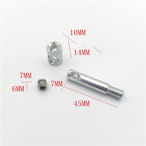 Visserie pour meubles 45 mm, filetage 7 mm, nickelée, acier laminé à froid, embout hexagonal pour armoire en bois - Product Image 1