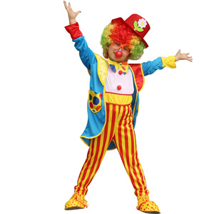 Kids <b>Halloween</b> Clown Costume Set With Hat <b>Wig</b> Nose Glasses Colorful Party Outfit - Product Image 5