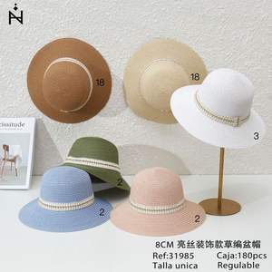 Sombrero de Paja con Decoración Brillante de 8 cm, Sombrero de Protección Solar para Mujer, Verano - Product Image 2