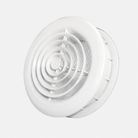 Valve d'admission/d'évacuation d'air en plastique blanc avec moustiquaire et déflecteurs réglables pour systèmes de ventilation CVC