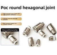 Raccord rapide pneumatique miniature, joint cylindrique fileté droit, placage cuivre-nickel POC 3/4/6/8/10/12 pour tuyau d'air