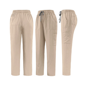 Women Regular Fit Full Length Straight Scrub Pants Summer <b>Lace</b> Anti-Wrinkle <b>Elastic</b> Waist Stretchy Comfort Fabric Casual Clinic - Product Image 6