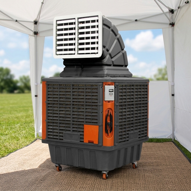 Commercial Industrial Evaporative Air Cooler DC Automatic High Efficiency Duct Mounted Floor Standing Vertical Cooling Device