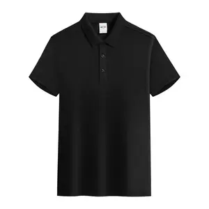 100% 프리미엄 순수 코튼 사용자 정의 로고 일반 T 셔츠 블랙 화이트 클래식 반팔 티 여름 플러스 사이즈 남성 폴로 셔츠