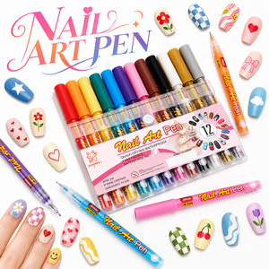 12 Marqueurs de Nail Art pour DIY, Stylos de <span class=keywords><strong>Dessin</strong></span> et de Peinture pour Graffiti, Points et Traçages - Product Image 1